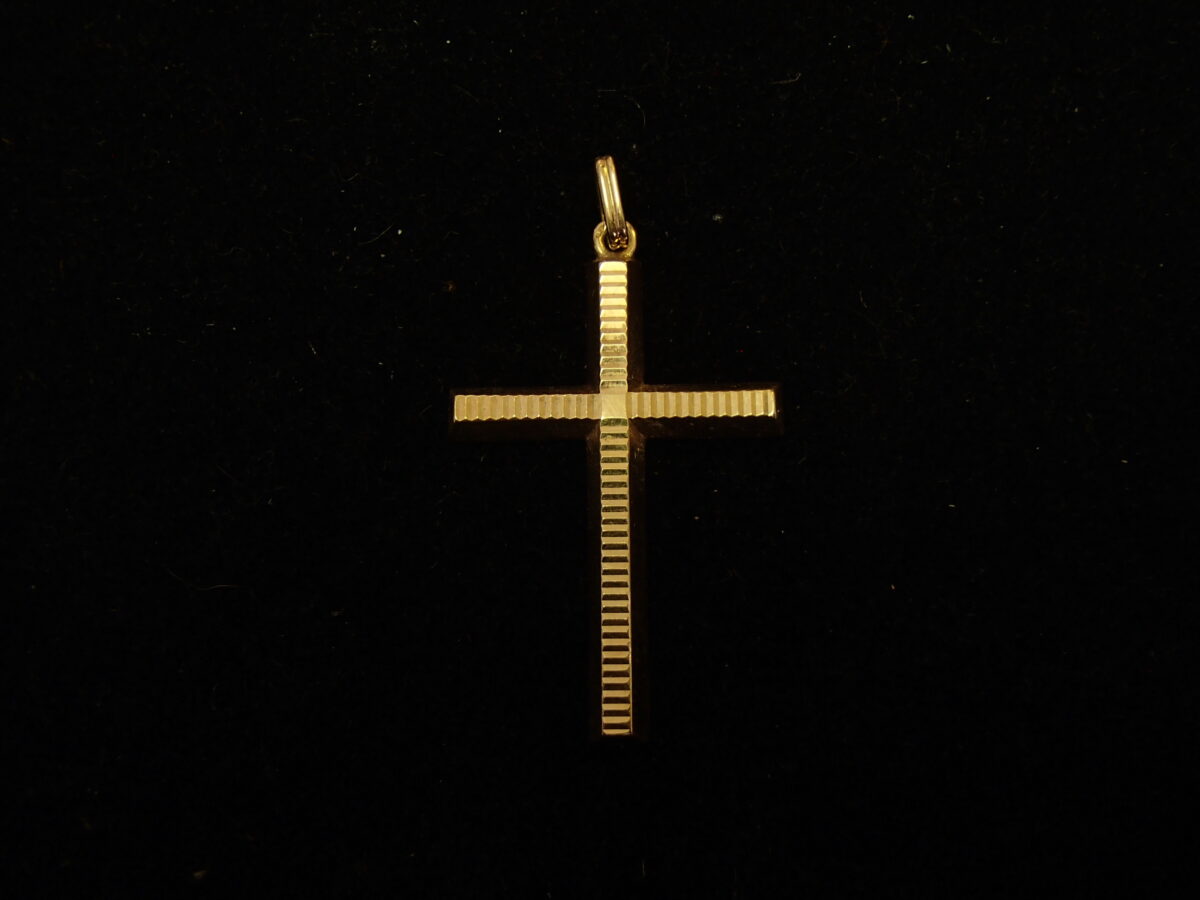 Ancien Pendentif Croix Art Déco - Médaille Breloque Plaqué Or, Style Vintage